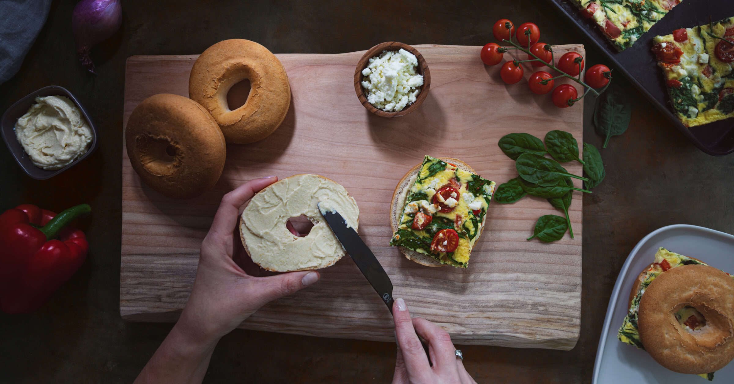 Mediterranean Bagel Sandwiches
